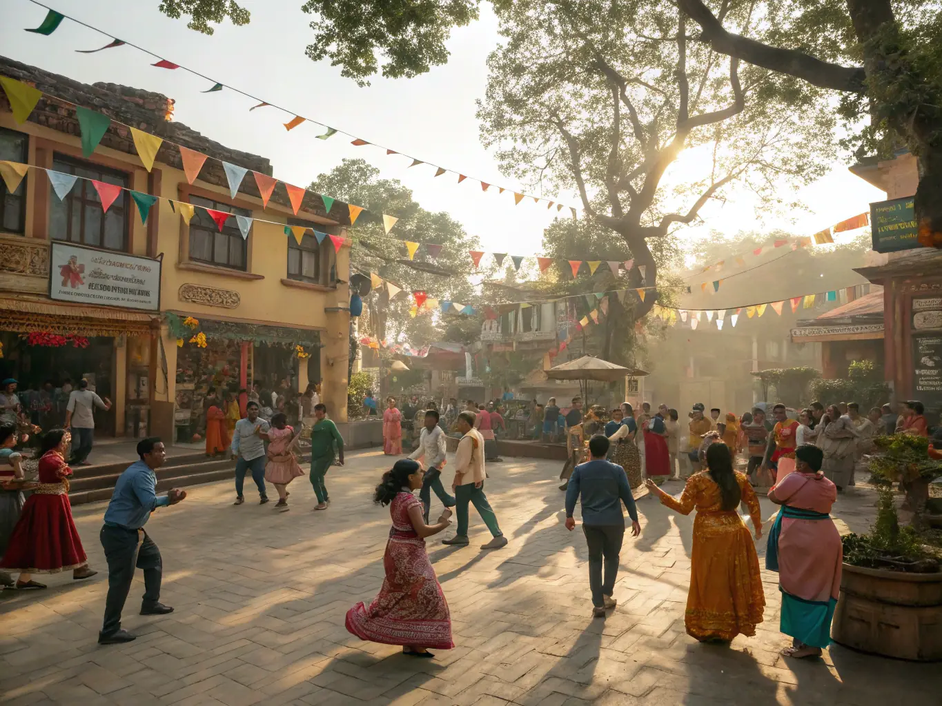 A photograph of a community event organized by TRACES EDITIONS, featuring traditional music, dance, and local crafts, showcasing the vibrant cultural heritage of the Coulomp Valley.